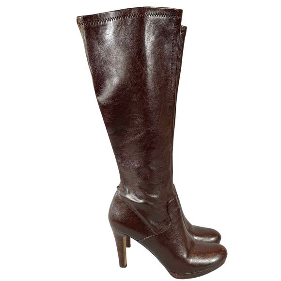 Franco Sarto Artist's Collection Knee High Heeled Boots Womens 8.5M Brown - Picture 1 of 13